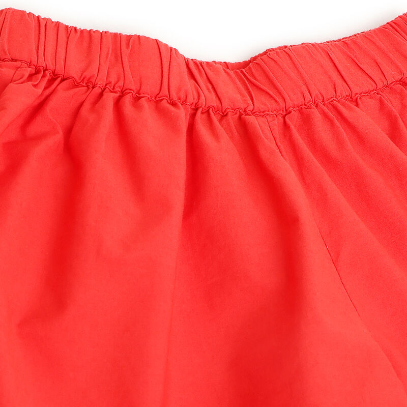 Girls Medium Red Solid Outfit with Short Pants image number 4